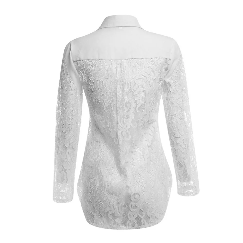 ELSVIOS 2XL Hollow Out Floral Lace Blouse Women Shirt Casual Lapel Elegant Ladies Office Top Sexy Slim Long Sleeve Summer Blusas |