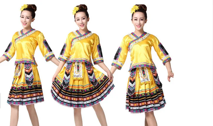 Новинка 2015 женская одежда Hmong Miao древняя традиционная Одежда для танцев