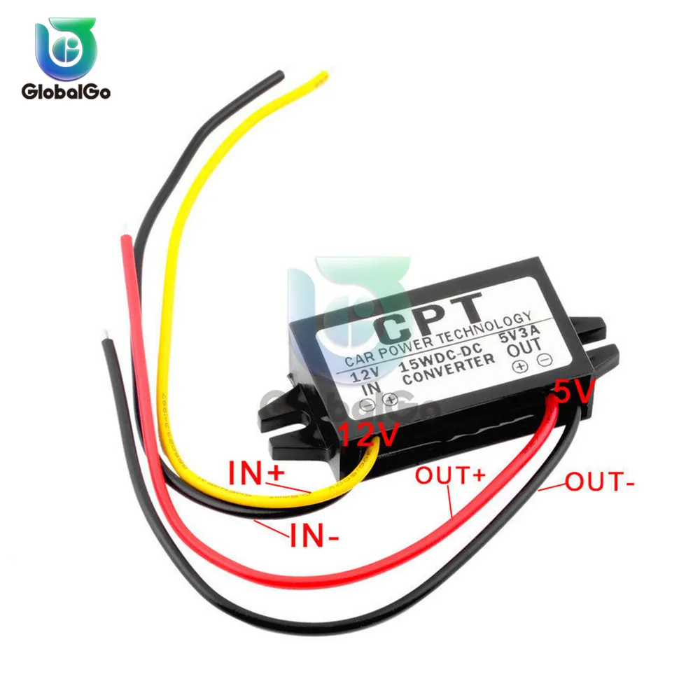 Dc dc 12 В до 5 3A 15 Вт Авто Водонепроницаемый источник питания двойной USB микро usb мини