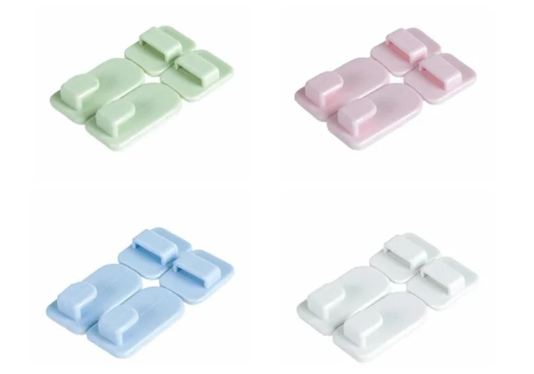 4pcs/2set Sticky Hook TV Remote Control Air Conditioner Holder Self Adhesive Plastic Storage Rack Organizer Storage Stand Holder