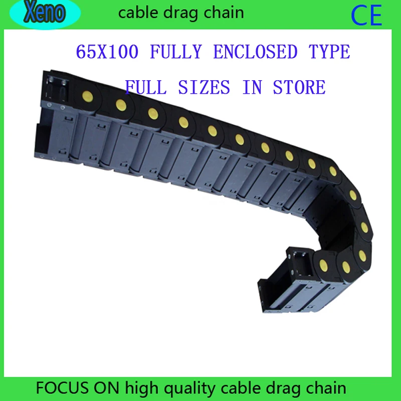 

65*100 1 Meter Fully Enclosed Type Plastic Towline Cable Drag Chain Wire Carrier With End Connects For CNC Machine