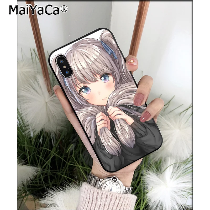 MaiYaCa аниме kawaii Девушка черный ТПУ мягкий чехол для телефона iPhone 8 7 6 6S Plus 5 5S SE XR X XS MAX