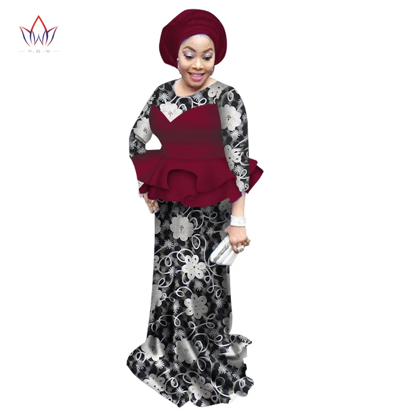 2017 summer african dresses for women Fashion Design dashiki dress bazin riche o-neck long lace natural 6xl WY1773 | Тематическая