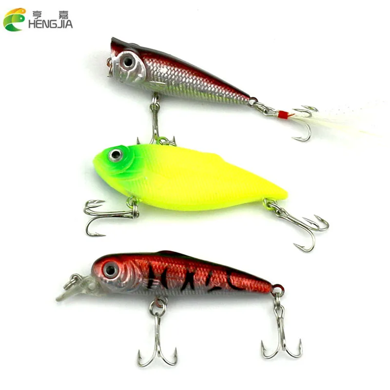 

6pcs mixed minnow popper vib fishing lure set bass wobbler catfish pike carp trout perch peche fishing bait pesca fishing tackle