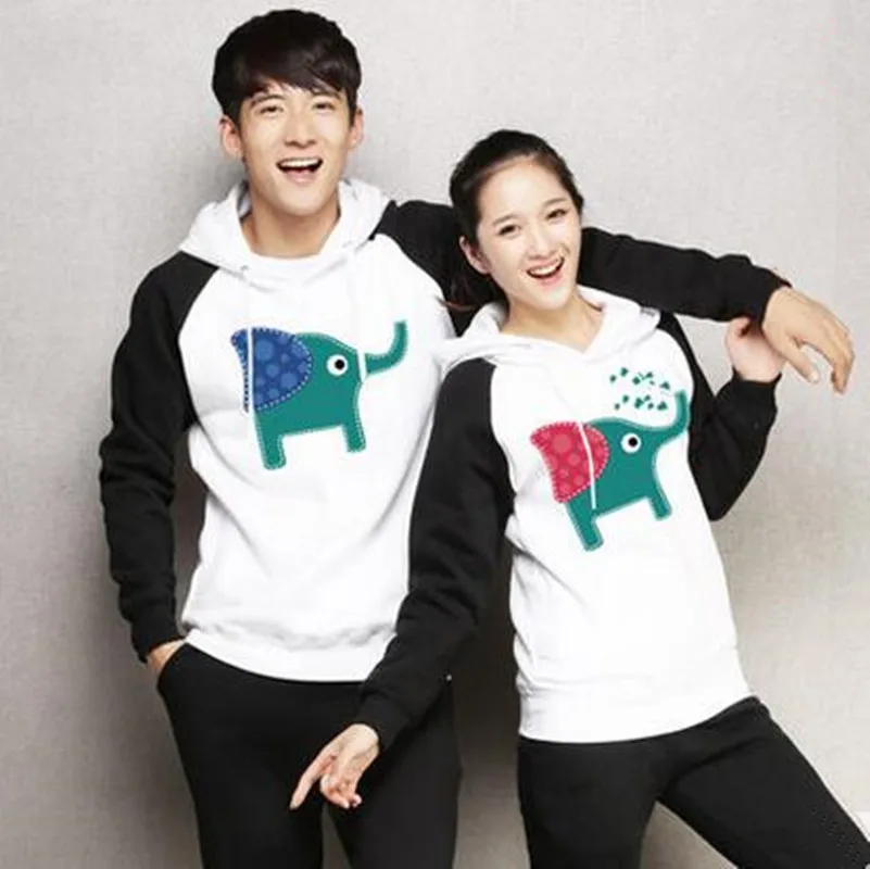2017 унисекс Для женщин и Мужчин С Рисунком Слона хлопок флис Толстовка Пары
