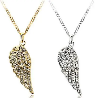 Ожерелье AAAA + со стразами ангельские крылья перо индивидуальное ожерелье цепочка