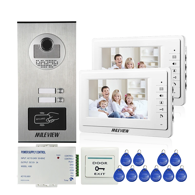 Видеодомофон для квартиры цветная система связи с 7 &quotмонитором белого цвета и