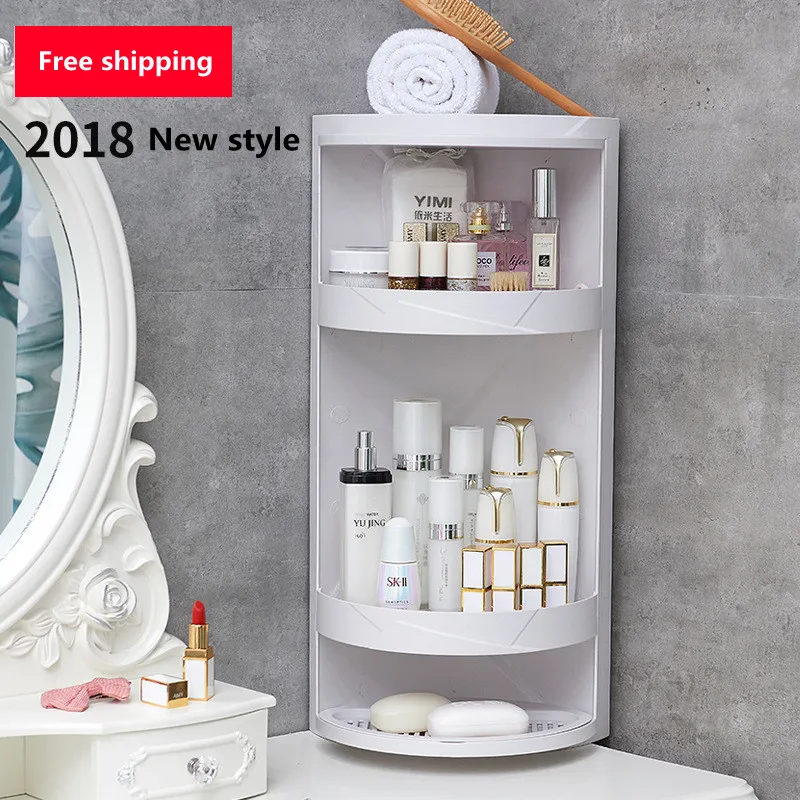 

Bathroom rotary triangle rack, suction wall plastic storage rack, kitchen bathroom, dust-proof locker, corner holder