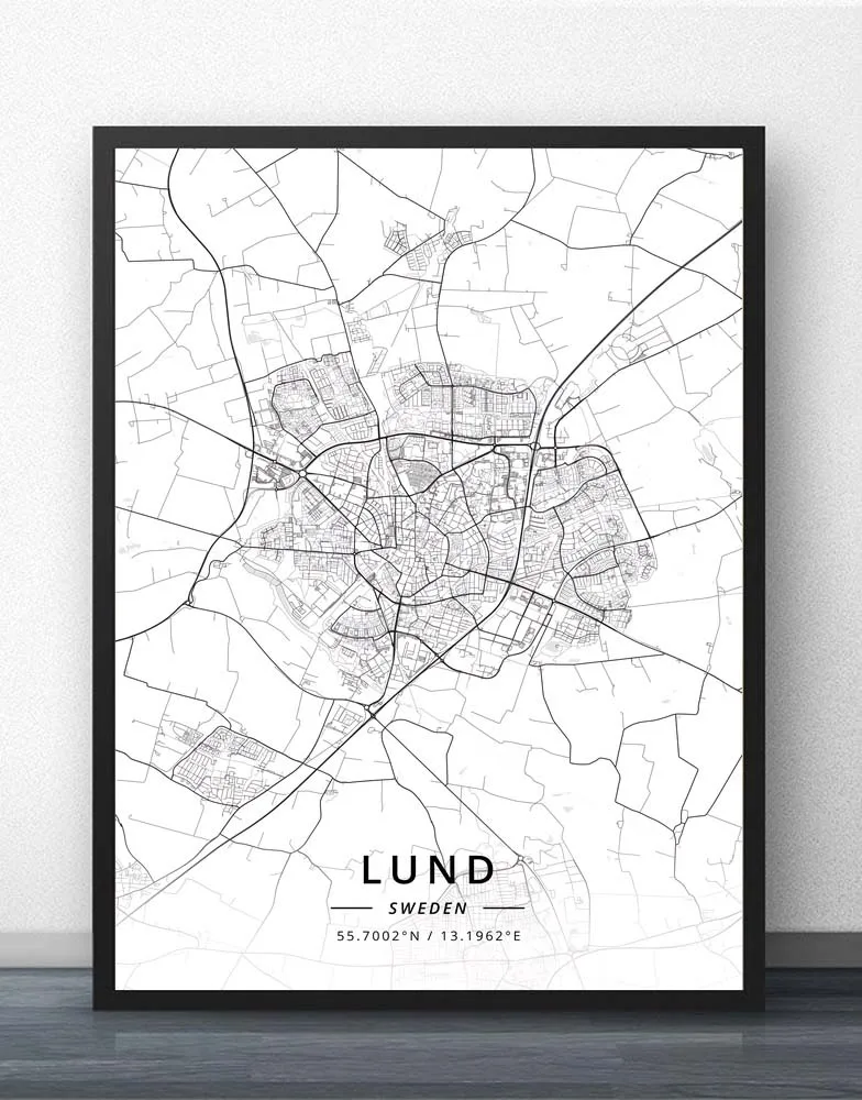 Плакат с картой Швеции рисунок кристианстад Лунда мальмо норрицин | Дом и сад
