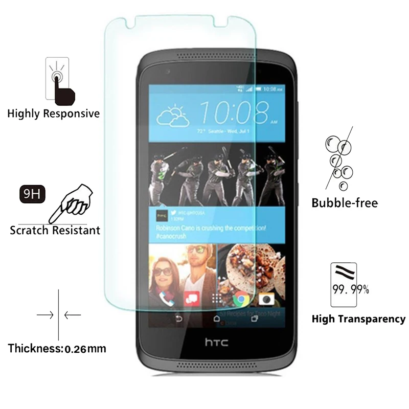 2.5D Закаленное стекло для HTC Desire 526G 9H Высокое качество Взрывозащищенная защитная