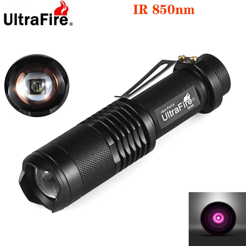 Новый светодиодный фонарь UltraFire SK98 IR850NM ИК Водонепроницаемый регулируемый фокус