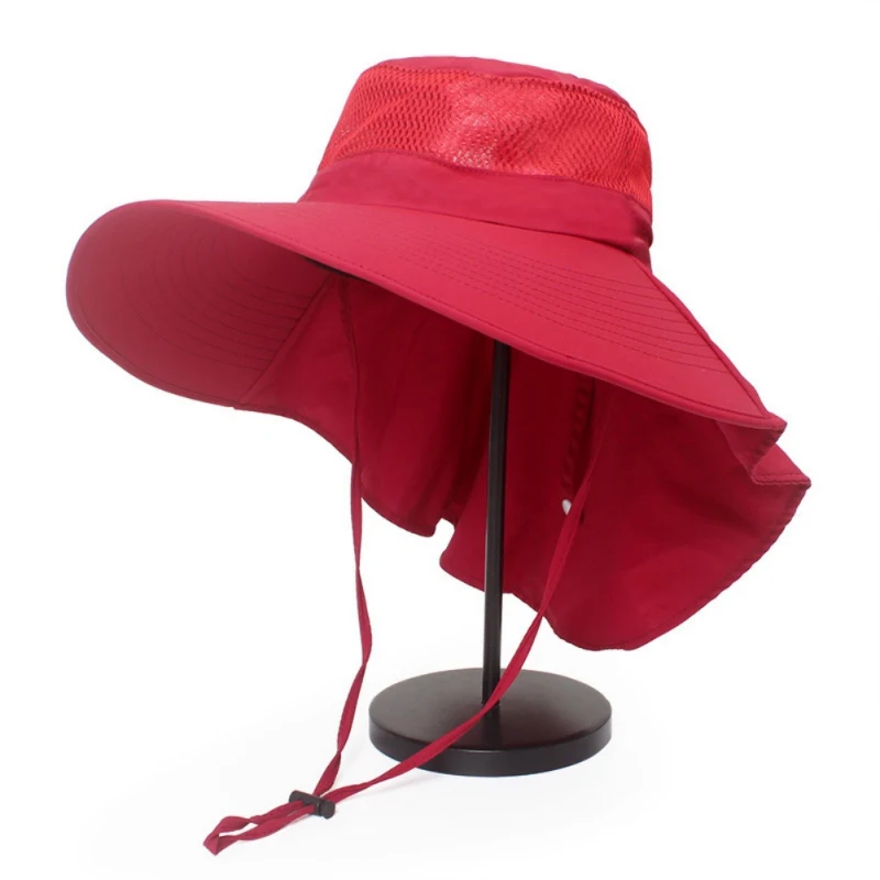 R Outdoor Sun Protection Caps Breathable Hunting Fishing Hat Fishing Cap Wide Brim Hat With Neck Flap Women Men's Sportswear - Цвет: R