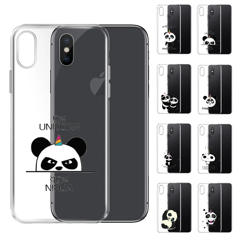 Мягкий прозрачный чехол с милой пандой для iphone xs max iPhone 7 7Plus 6 6S 6Plus 8 8PLUS X 5 5S Xs Xr |