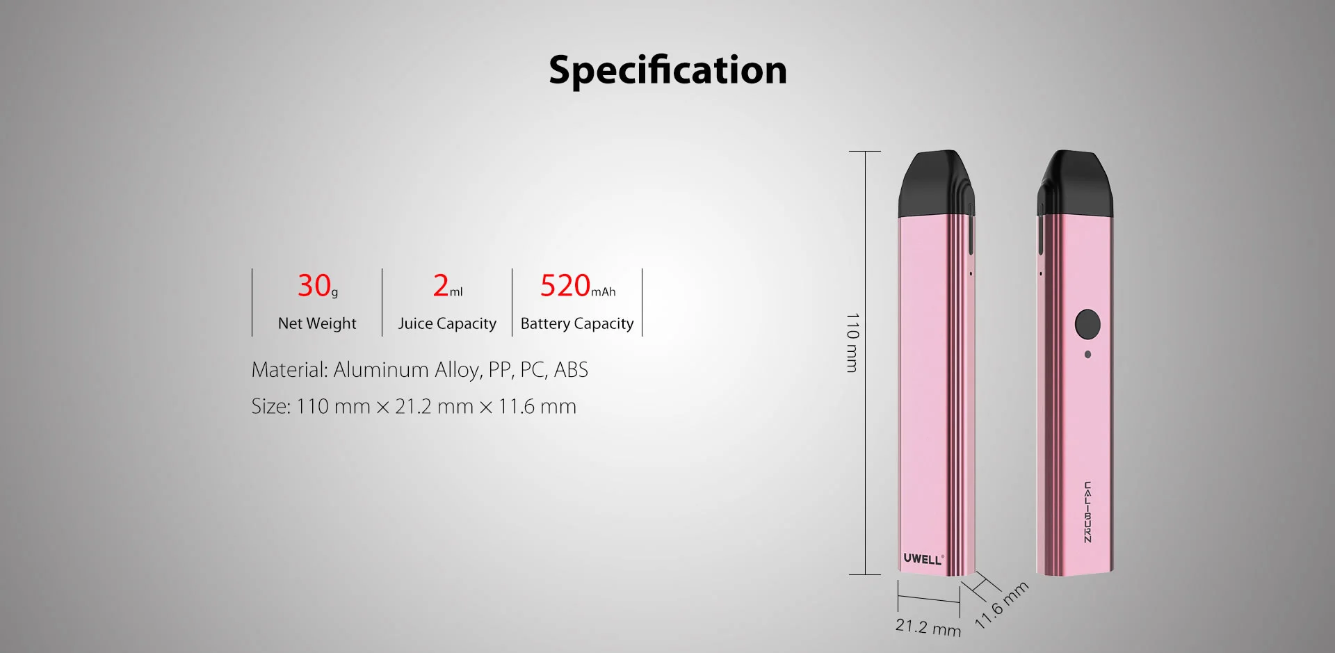 UWELL Caliburn Pod Системы комплект 520 мА/ч, Батарея 11 Вт испаритель 2 мл картридж Топ-заполнения электронных сигарет Vape ручка вейпер
