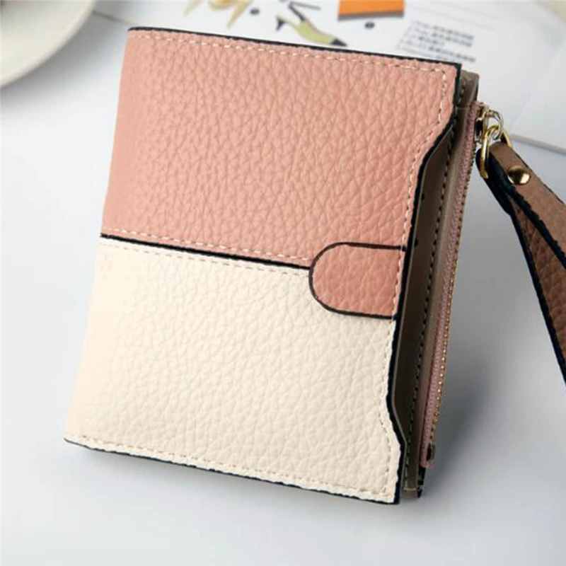 

Beautifully Designed Short Wallet Wrist PU Leather Small Wallet For Women Buckle Zipper Coin Purse Credit Card Holder Carteira