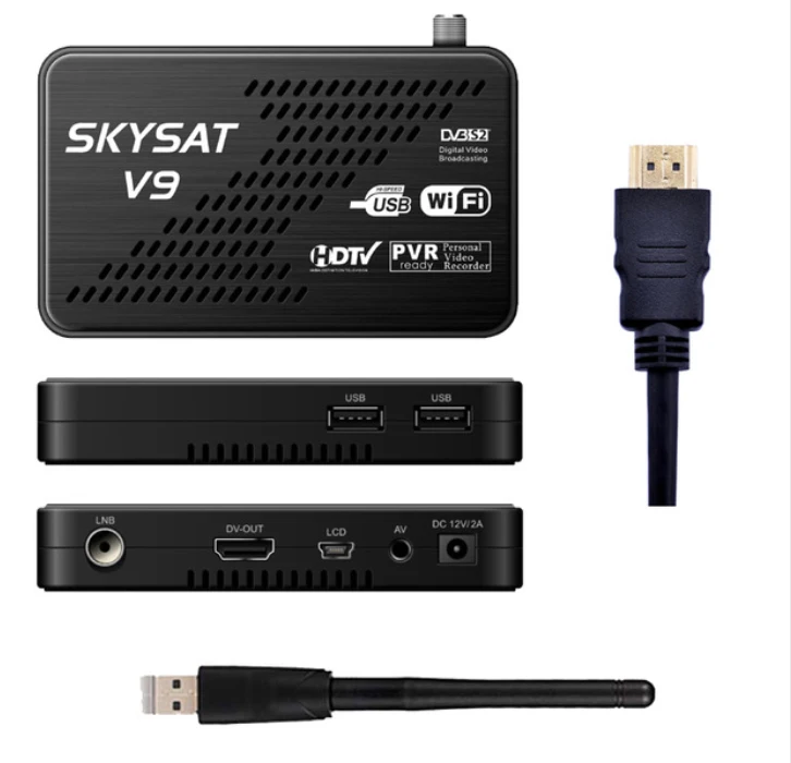 Footballtv Испания V9 CCCams Newcamd DVB-S2 приемник SKYSAT V9 поддержка WiFi 3g Youtube PVR PowerVu Biss Full HD MPEG-4 телеприставка - Цвет: 33.99