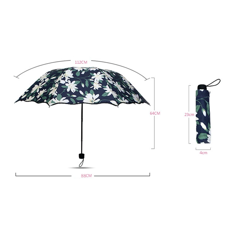 Черные зонты для девушек Арочные Зонтики лилия цветок женский зонтик дождь