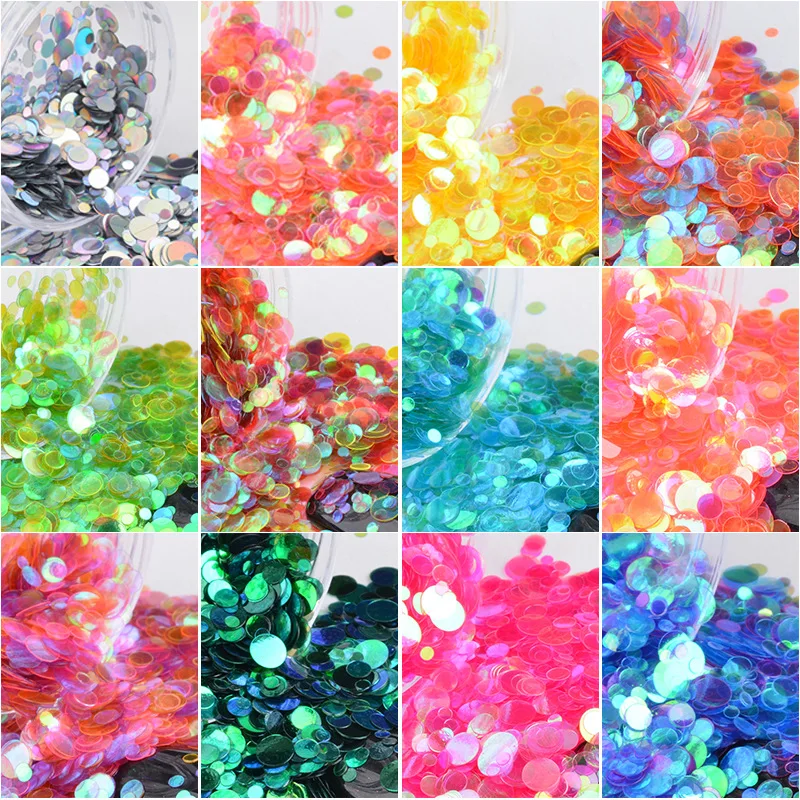 Ослепительные прозрачные круглые Блестки для ногтей пыль DIY очаровательные