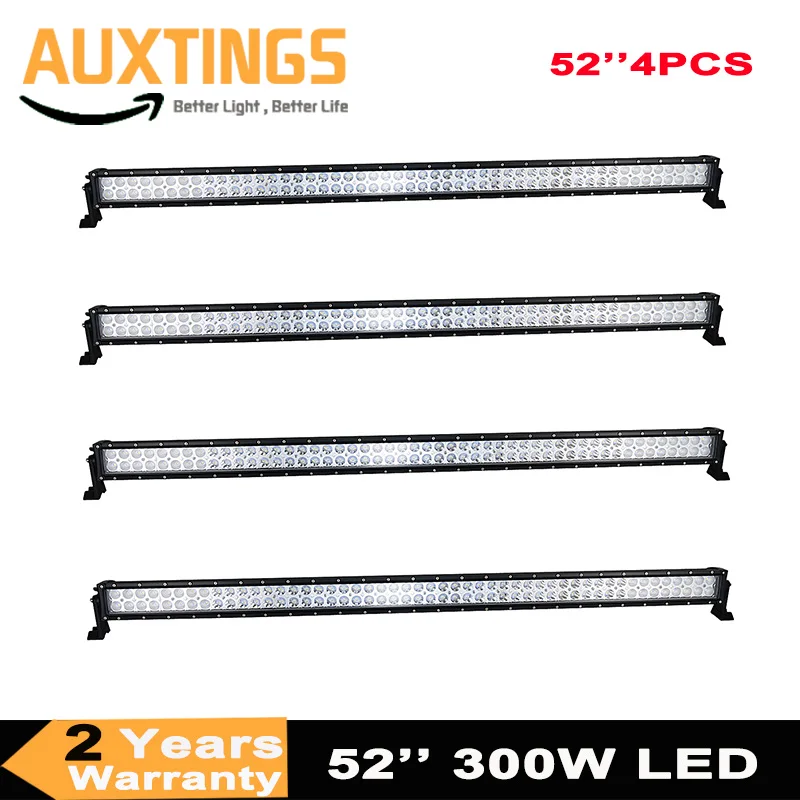 

4 pieces dual rows combo beam 4x4 truck tractor car straight 52 Inch 300W led light bar offroad for 4wd suv