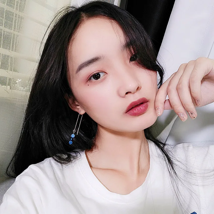 HUANZHI Новинка 2019 простой дизайн серебристый геометрический синий шестигранник