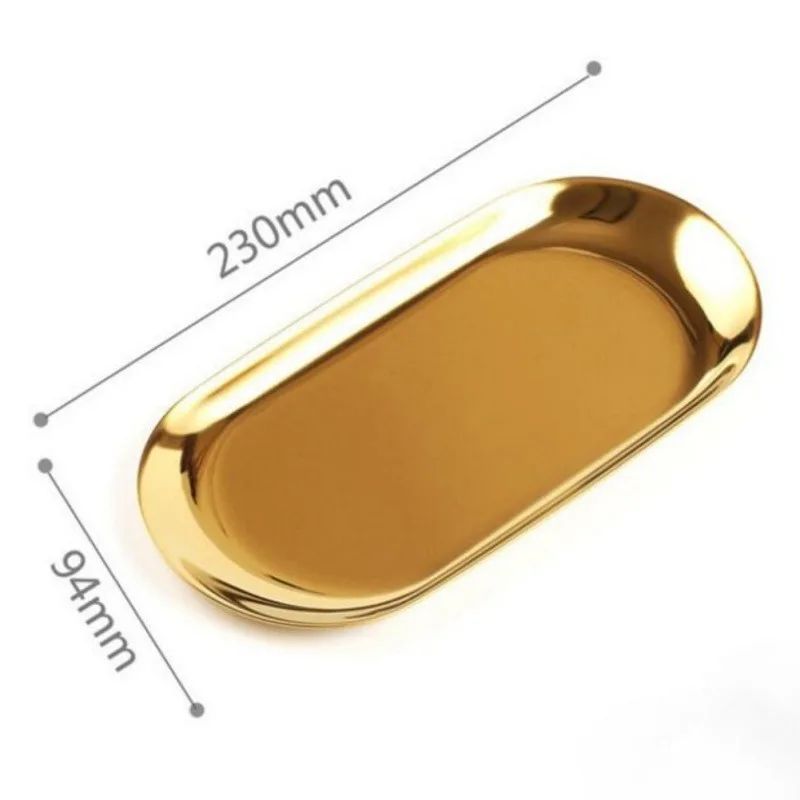New 2021 Colorful Metal Storage Tray Gold Oval Dotted Fruit Plate Small Items Jewelry Display Mirror | Дом и сад