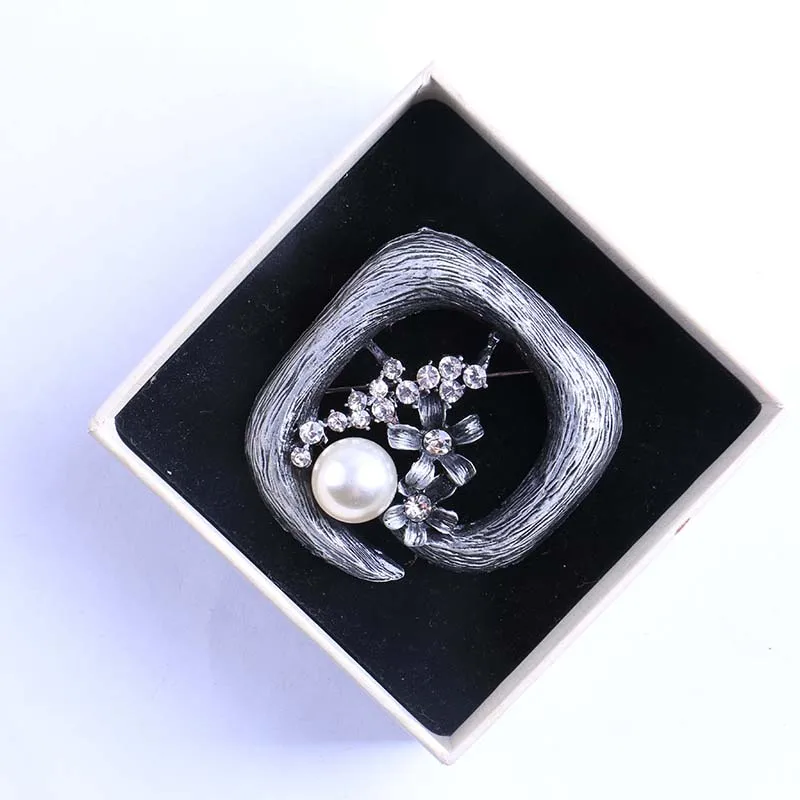Винтажная серебряная брошь в виде цветка Стразы с жемчугом булавки и броши для