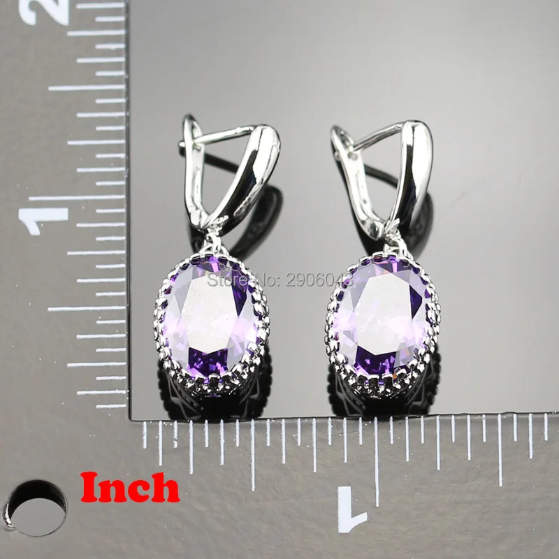 Exquisite Silver Color Jewelry Sets For Women Purple zircon Necklace/Earrings/Ring/Bracelet Crystal Set Bjs02-002-02 | Украшения и