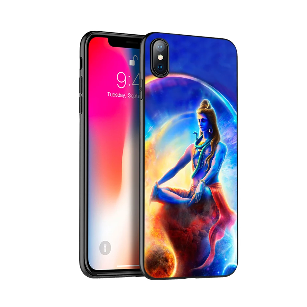 Черный чехол ТПУ для iphone 5 5s se 6 6s 7 8 plus x 10 XR XS 11 pro MAX силиконовый чехол Властелин Шива индуистский Бог Будда Индия махакал