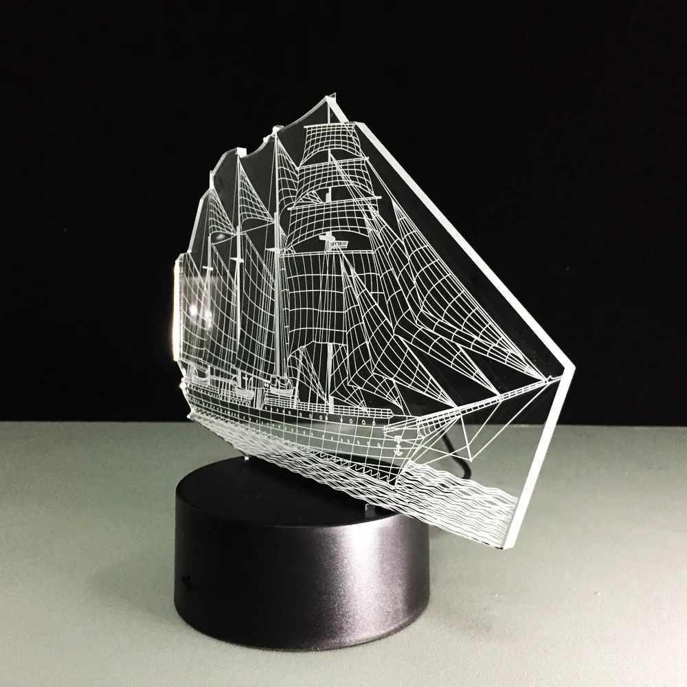 Usb 3d Светодиодная настольная лампа подарок ПВХ 3D цветной ночник Парусная Luminaria Table
