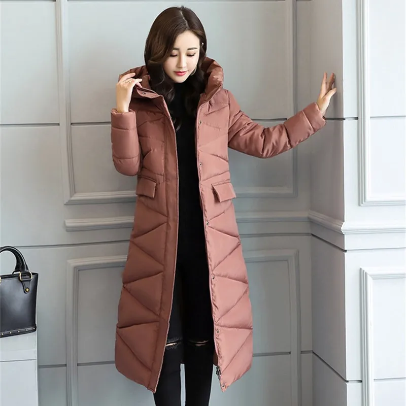 Neploe однотонное длинное тонкое зимнее пальто с капюшоном толстая теплая куртка