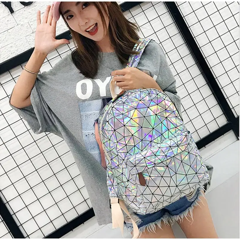 Новая лазерная сумка женская Корейская версия Harajuku Ulzzang старшеклассники простые рюкзаки кампус универсальная Студенческая сумка для книг девушка