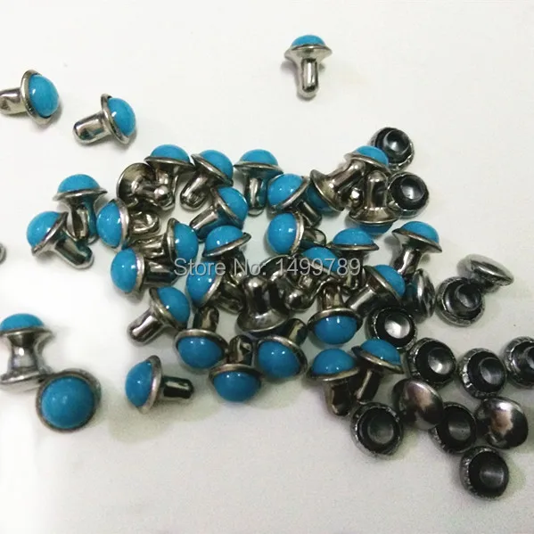 Аксессуары DIY100PCS 6 мм голубые бирюзовые заклепки с трещинами кожаные ремесленные