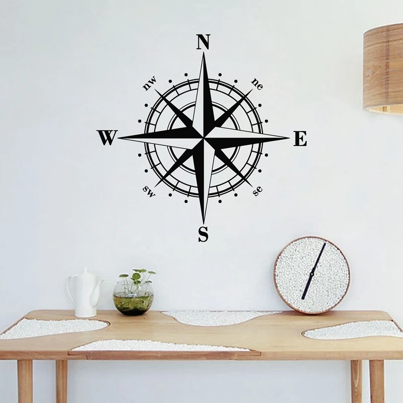 Compass Rose Wall Decal Vinyl Sticker Nautical Wall Art Decor - Directional North South East West
