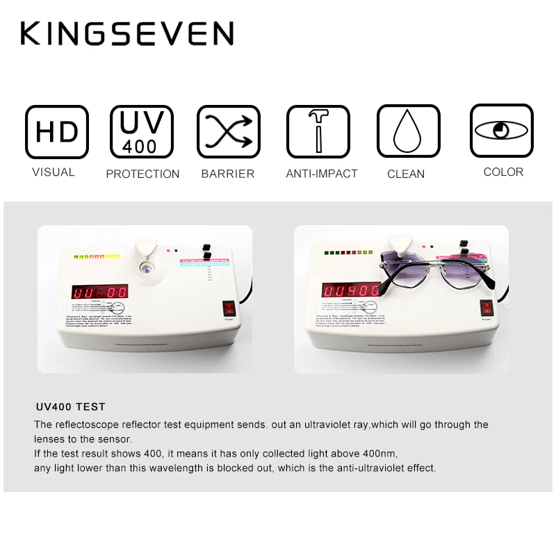 Женские солнцезащ. Очки без оправы KINGSEVEN черно золотистые солнцезащитные очки с