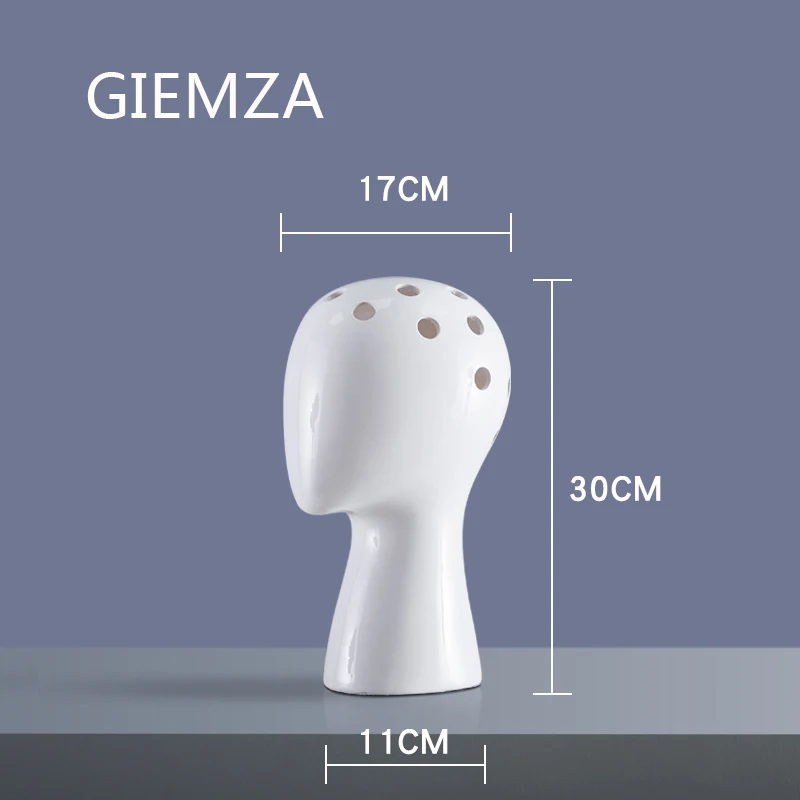 GIEMZA большие вазы для лица белая голова ваза керамическая Черная открытая портретная полое отверстие сушеные цветочные композиции Винтаж