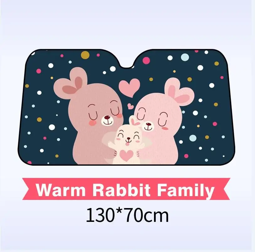 Rabbit 130 Складной солнцезащитный козырек с мультяшным рисунком на лобовое стекло, Солнцезащитный блок, солнцезащитный козырек, покрытие на переднее окно, фольга, солнечная УФ Защита для автомобиля, внедорожника 130*70140*75 - Цвет: Rabbit 130