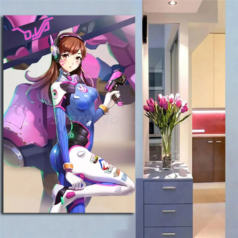 D.Va HD Overwatchs обои настенные художественные холст постер и печать Картина