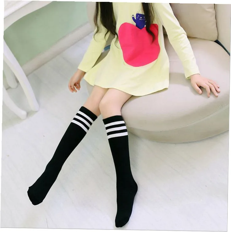 Осенние осенние белые носки для девочек Полосатые 3 пар/лот модные черные|girls striped