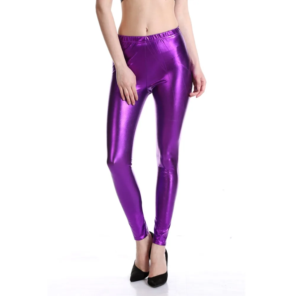 Women Faux Leather Leggings Wet Look Metallic Legging Pants Trousers Stretch Megging Adult Elastic Waist Skinny | Женская одежда
