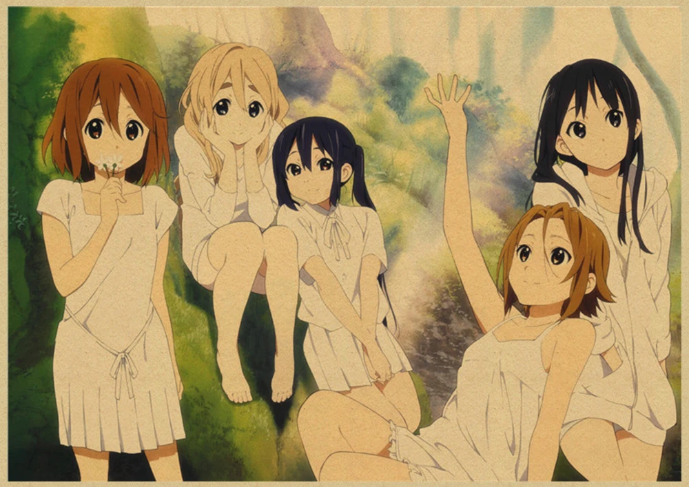 K-ON плакат из крафт-бумаги стикер стены японского аниме плакат из крафт-бумаги s домашний декор комнаты крафт-бумаги наклейки на стену