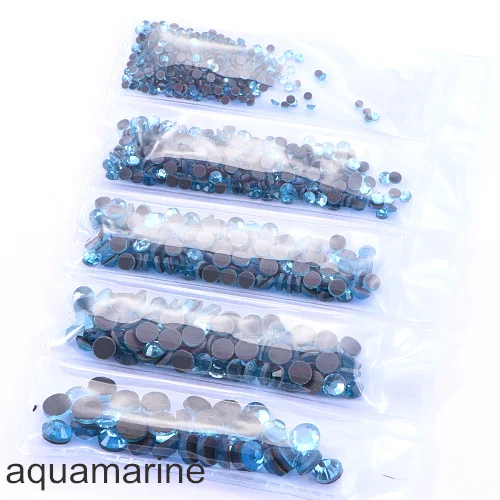 aquamarine Смешанные размеры SS6-SS30 1014 шт. DMC исправление стразы железо на Стразы стеклянные стразы украшения для свадебного платья F0105 - Цвет: aquamarine