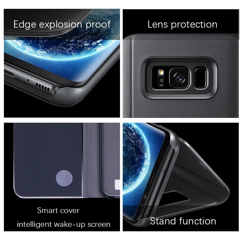 Для Samsung Galaxy S8 S 8 Plus зеркальный флип чехол 360 милый противоударный кожаный Броня