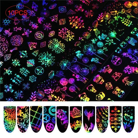 Set 10 BORN PRETTY 15 листов звездное небо Лазерная Фольга для ногтей переводная наклейка 4*10 см красочные мерцающие DIY ногтей советы для украшения ногтей - Цвет: Set 10