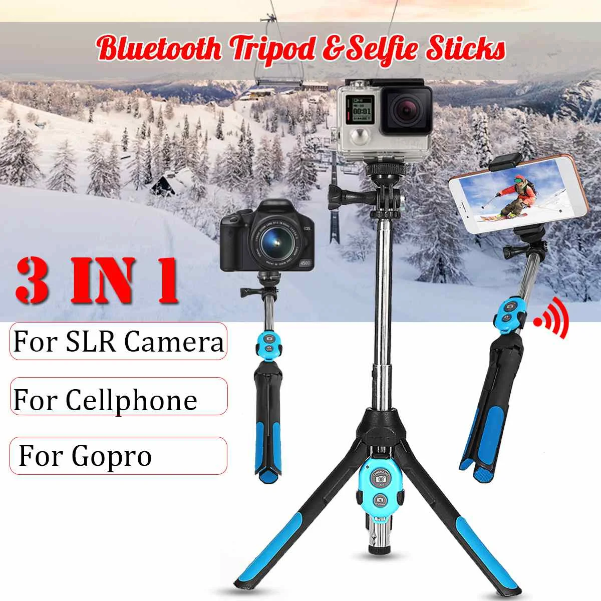 3в1 Складная bluetooth селфи палка штатив подставка для Gopro с пультом дистанционного управления Выдвижной Телефон Штатив для DVR Спортивная камера