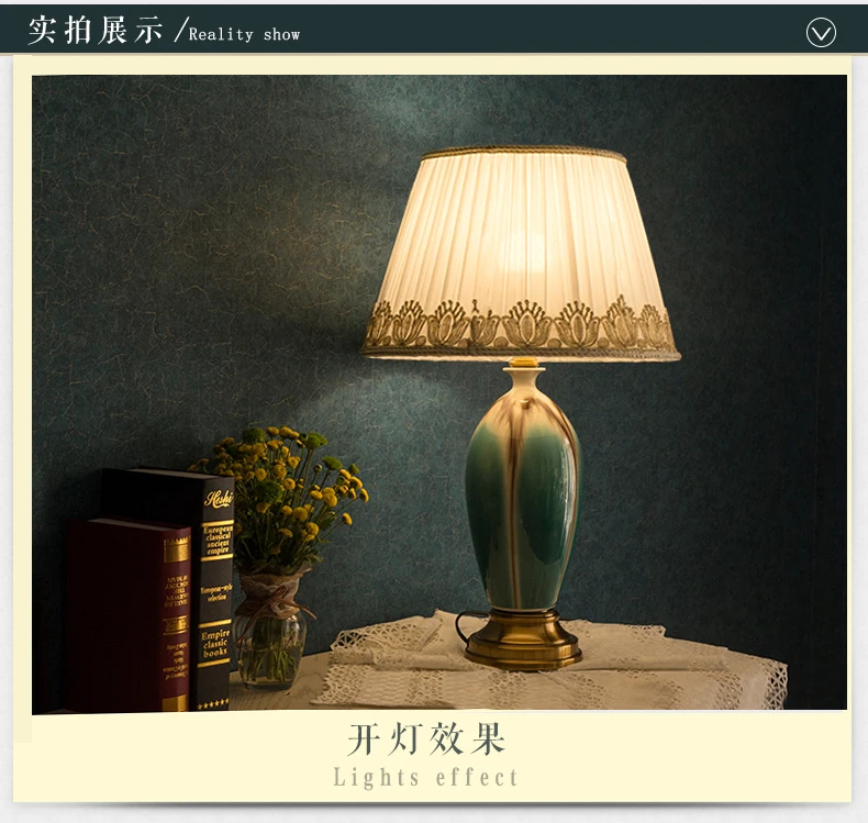 Китайская антикварная Винтажная настольная лампа для гостиной фарфоровая