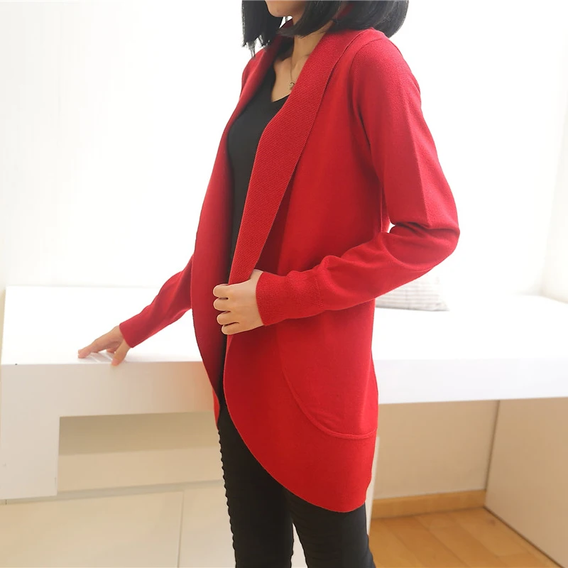 Autumn Winter New Women Long Sleeve Knitted Sweater Casual Solid Scarf Collar Cardigans Sweaters |