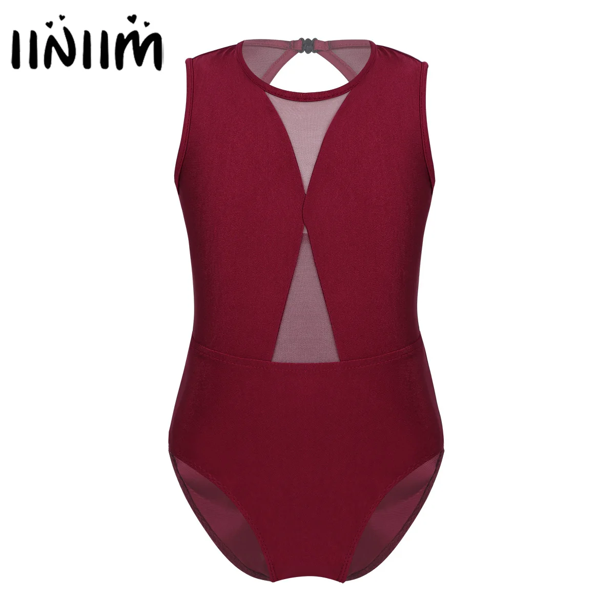 

iiniim Girls Ballerina Dancewear Sleeveless Mesh Thin Keyhole Back Ballet Gymnastics Leotard Bodysuit Tutu Kids Costumes