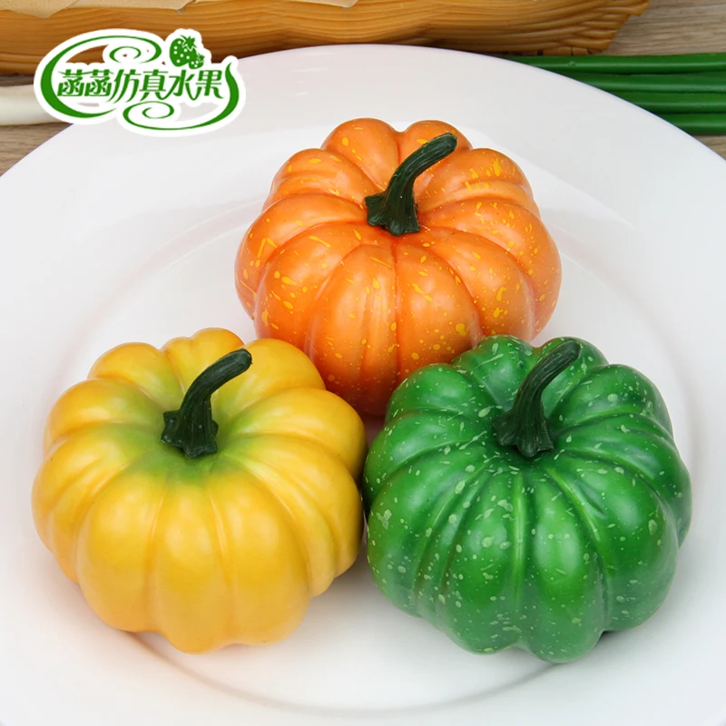 

Artificial pumpkin belt yellow foam pumpkin model kitchen cabinet photography props decoration