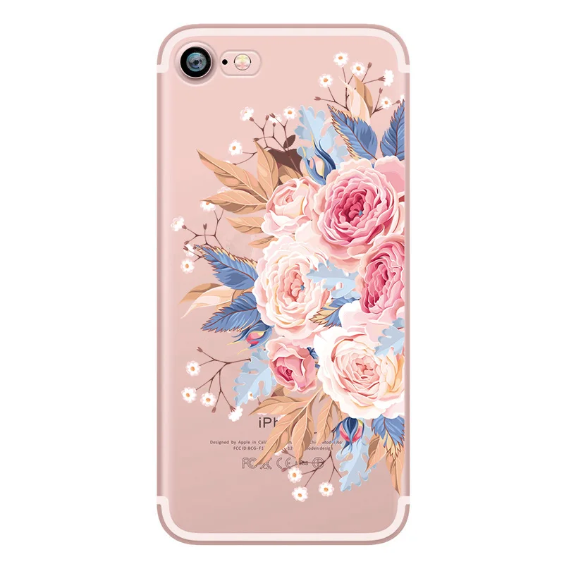 Plant Pattern Soft TPU Case For iPhone 7 8 Silicone Beautiful Plus X 6 6S 5 5S SE Floral Back Funda |