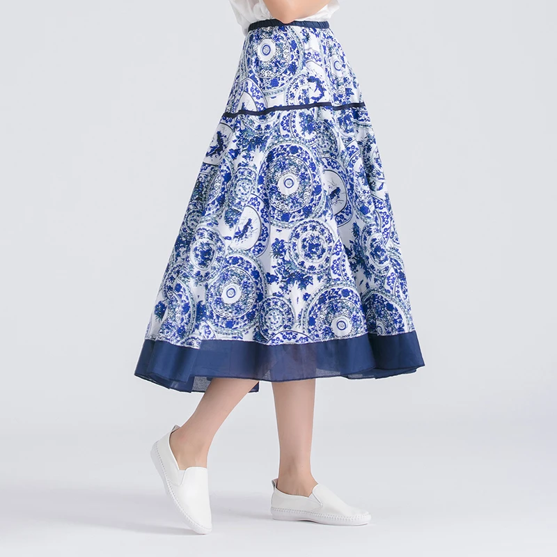 GOPLUS Fashion Autumn boho floral Print Skirt Women High Waist plus size befree Beach Maxi Casual Vintag long female | Женская одежда